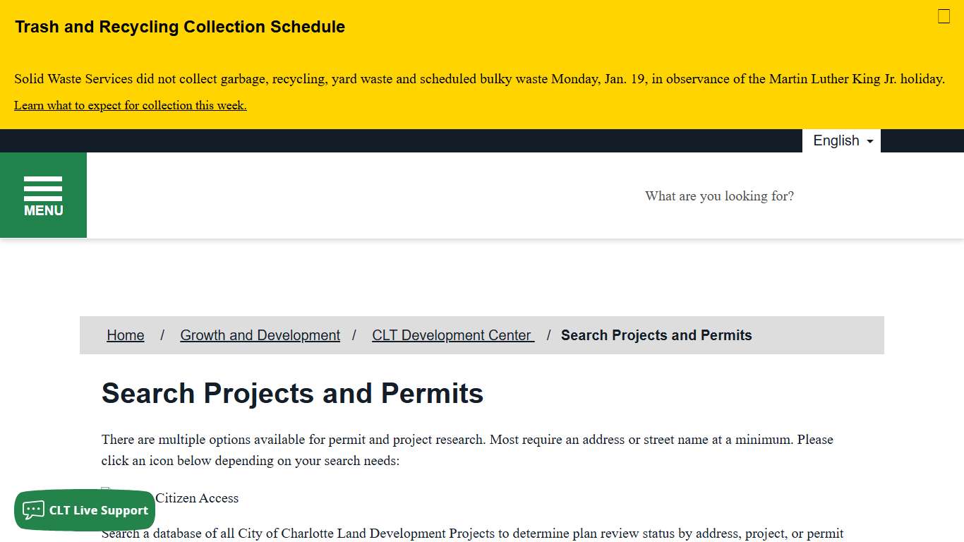 Search Projects and Permits - City of Charlotte